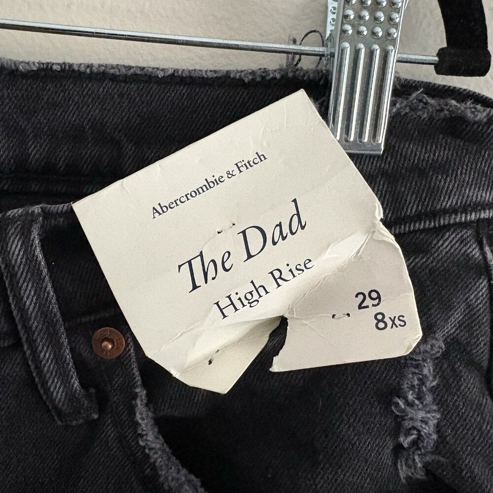 Abercrombie & Fitch Women 29/8XS Black Distressed The Dad High Rise Jeans NWT - Picture 9 of 16